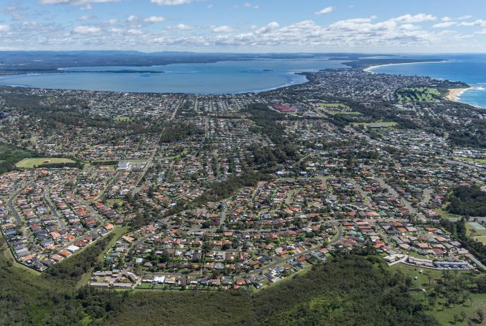 Aerial photo of Tuggerah Lakes developed southern shore